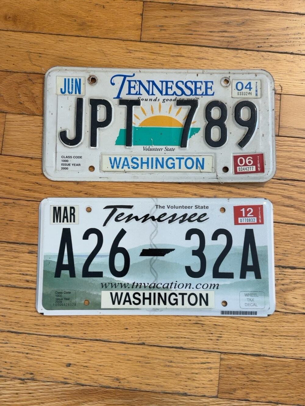 Lot 2 Tennessee License Plates Washington County JPT 789 A26-32A Vintage Auto
